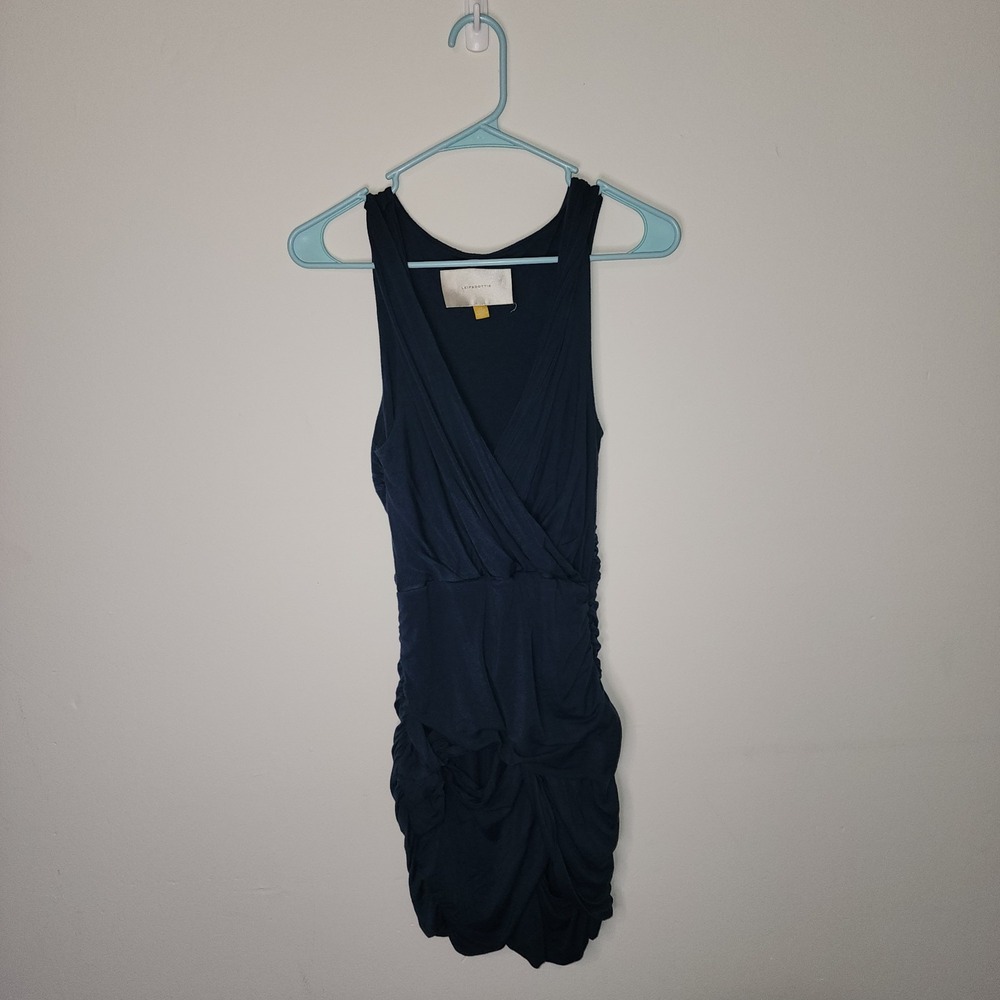 Leisfdottir Blue Ruched Bodycon Cocktail Dress Size XS